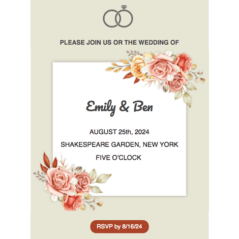 Subtle Roses Wedding Save the Date